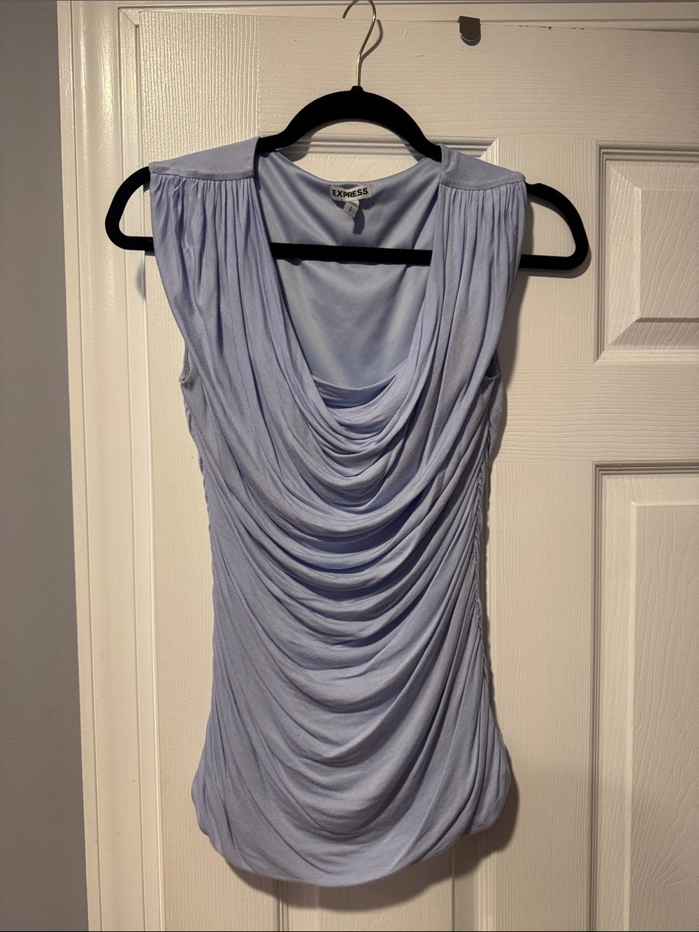 Express Light Blue Draped Cowl Neck Sleeveless Camisole